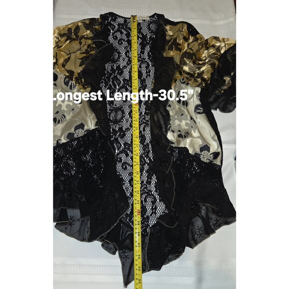 Vintage Spencer Alexis Kimono Sz L Silk Blend Boho Whimsigoth Fairy Lace Ruffles - Picture 13 of 16
